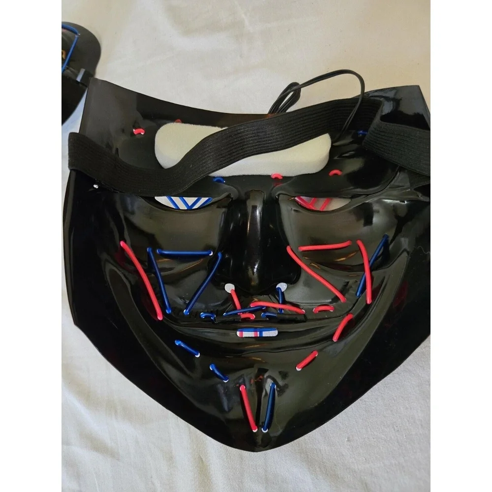 Lot Of 2 Purge Light Up LED Mask Costume Cosplay Party- 3 Modes- Lights-